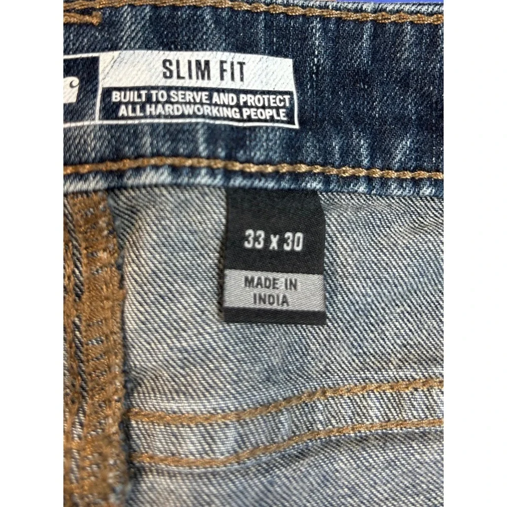 Carhartt Slim Fit Blue Denim Jeans‎ Mens 33x30 Workwear Cotton Blend BD6570-M